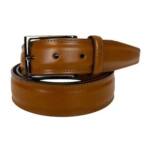 Jos A Bank Mens Dress Belt Size 42 Brown Leather Gunmetal Buckle Made in Italy